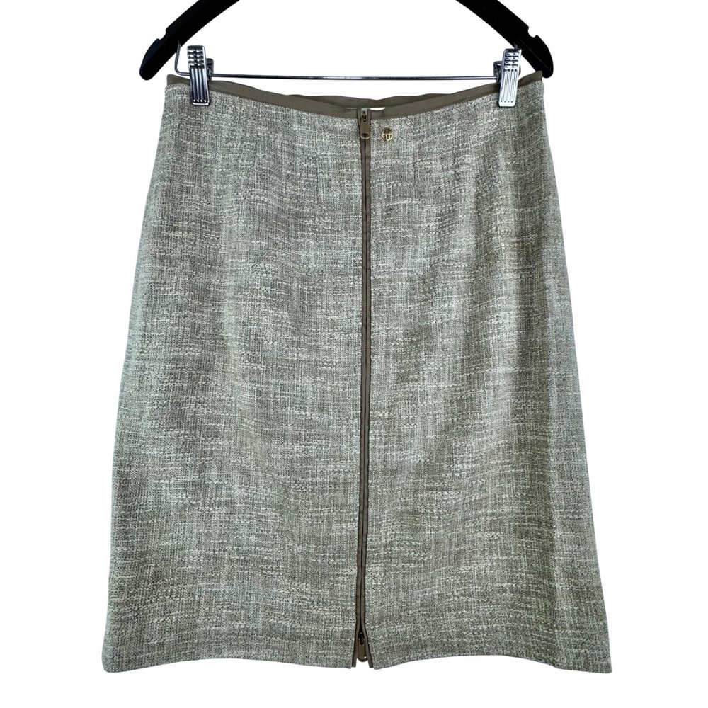 Hugo Boss Beige Textured Pencil Skirt Woven Boucle tweed style 4 - Picture 4 of 16